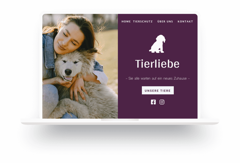 Beispiel für eine mit Jimdo erstellte Tierschutzverein-Homepage