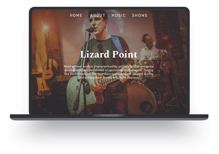 Example of a band website built with Jimdo