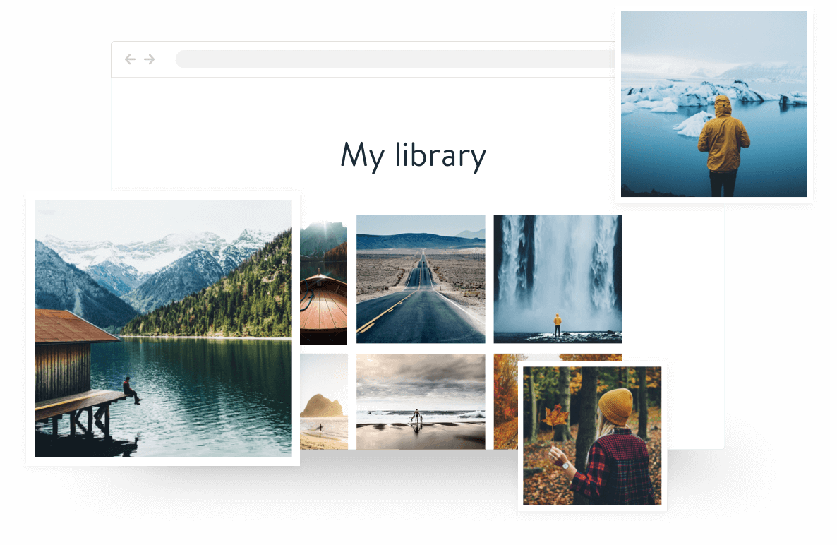 Capture d'écran de la bibliothèque d'images d'un site Jimdo, montrant où stocker vos images.