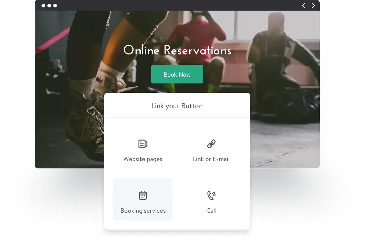 Fitness booking calendar on a website