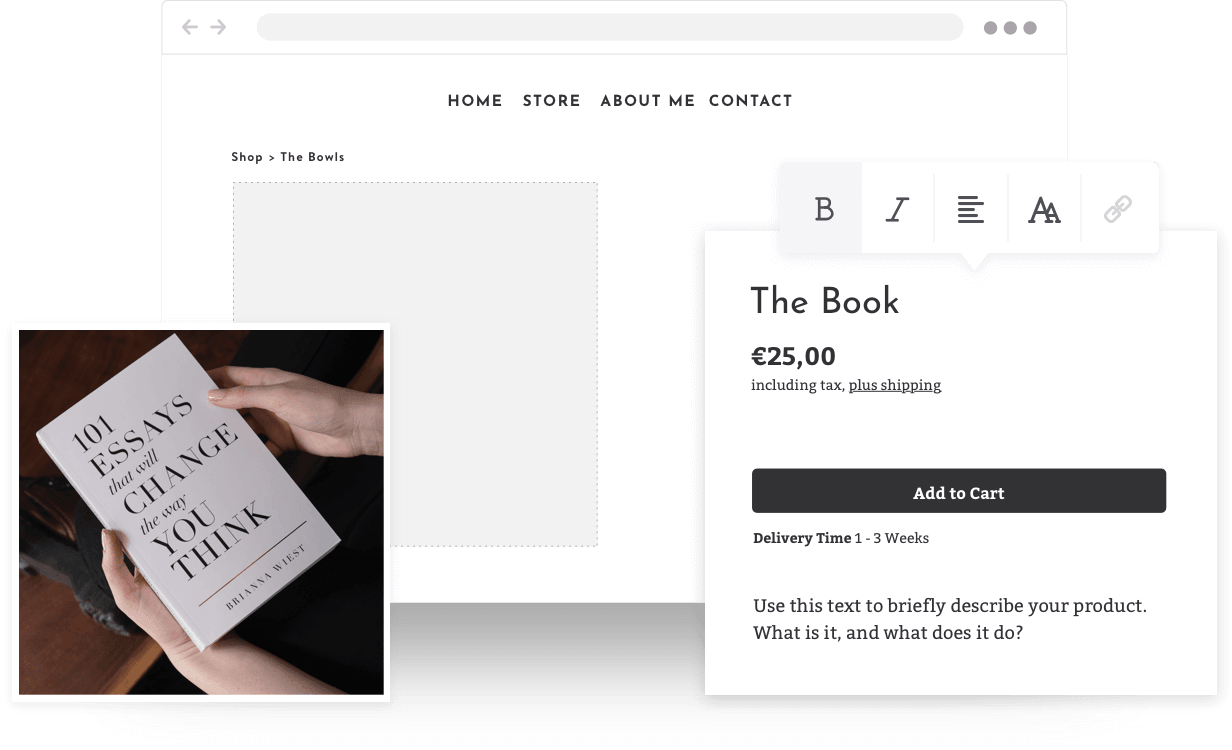 Voorbeeld webshop waar een schrijver eigen boeken verkoopt