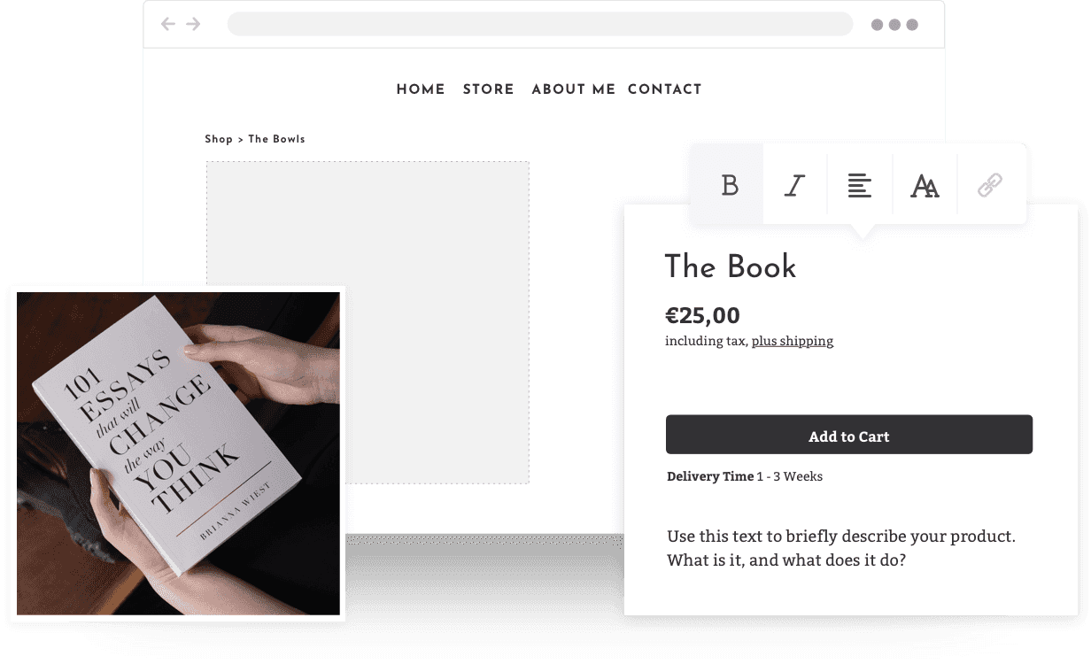 Ein Beispiel für einen mit Jimdo erstellen Onlineshop, in dem ein Autor seine Bücher verkauft