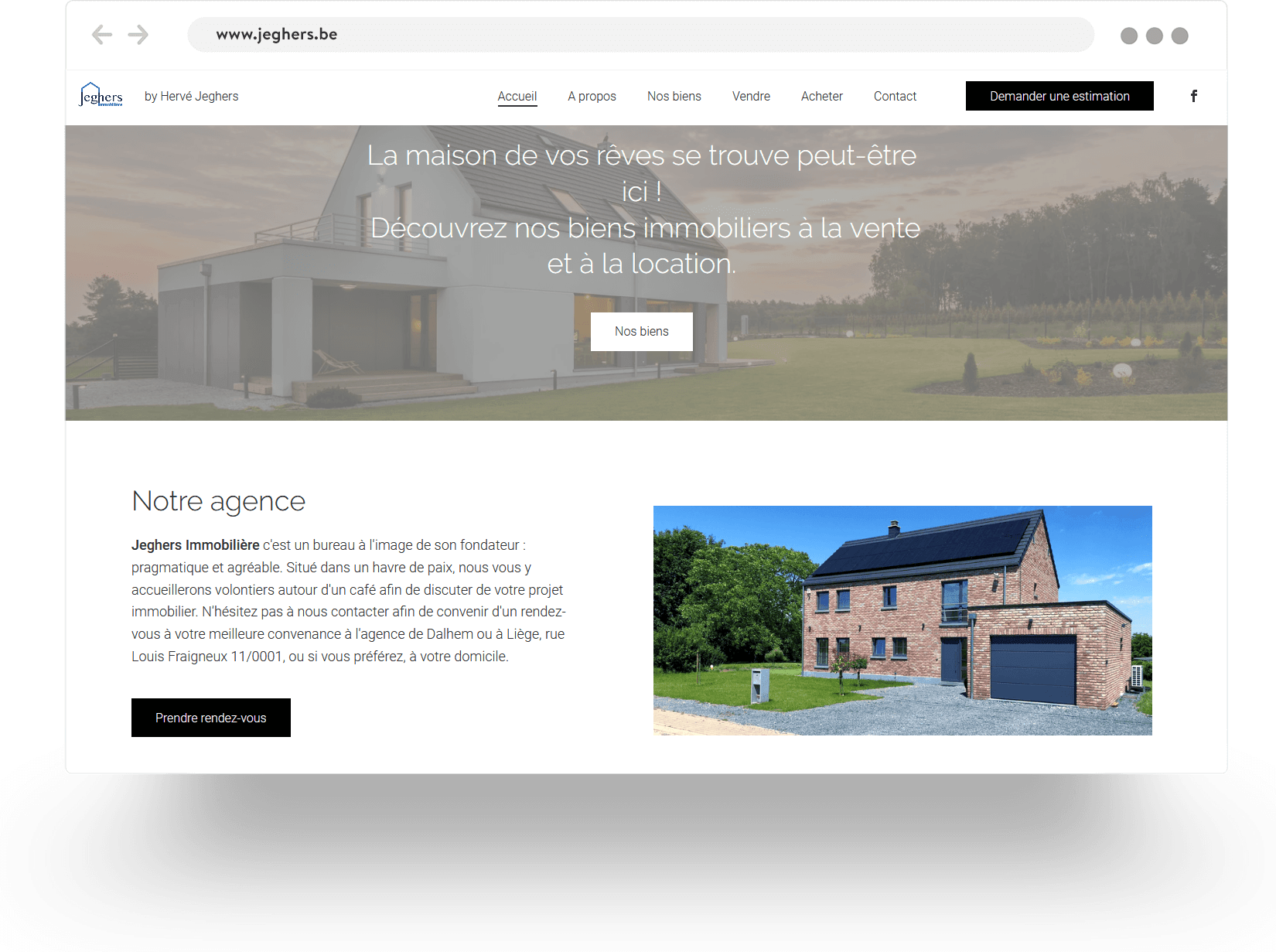Exemple de site d'une agence immobilière créé avec Jimdo