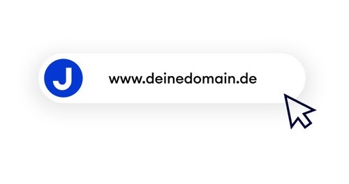Eine Adresszeile, die den Text www.deinedomain.de enthält.