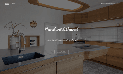 Ein moderner Onlineshop für Holzhandwerk, der mit Jimdo erstellt wurde.