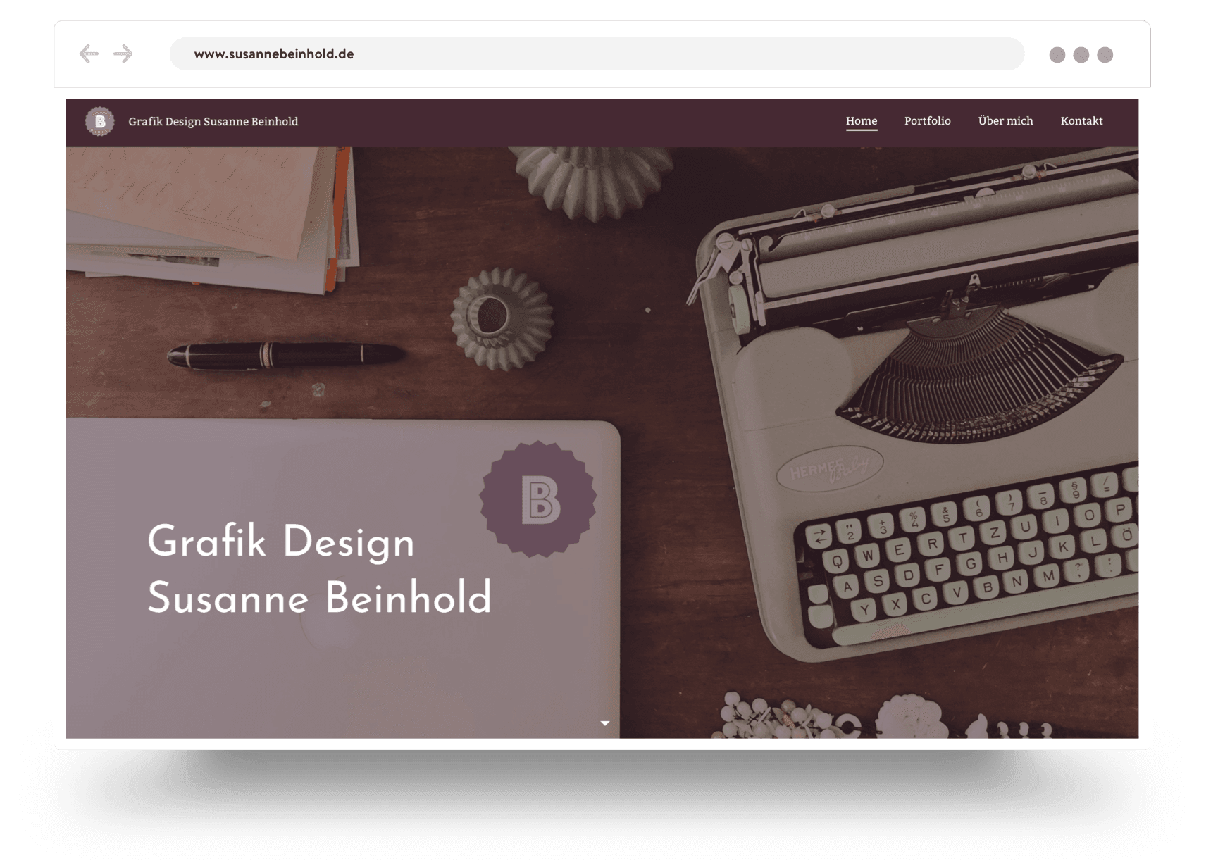 Example of a graphic design portfolio website built with Jimdo