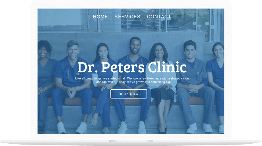 Una página web de una cl´´inica médica en la que los pacientes pueden reservar sus citas online con un profesional de la salud.
