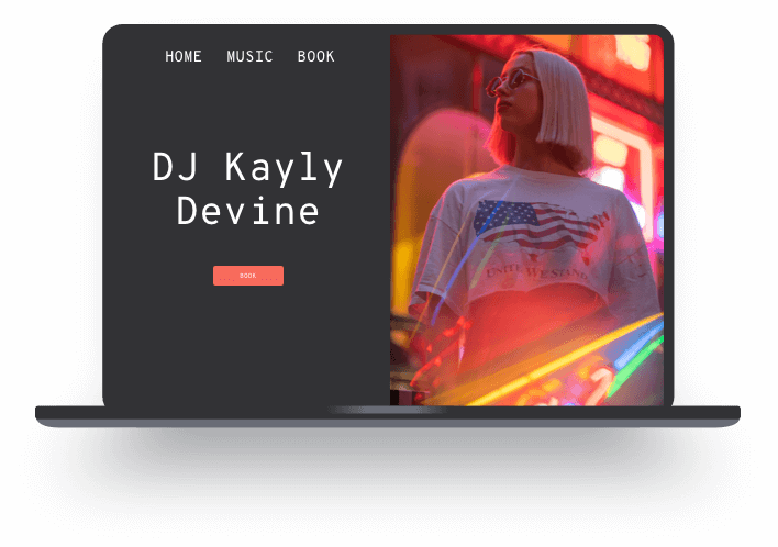 Voorbeeld van de website van een DJ, gemaakt met Jimdo