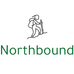 Esempio di logo per l'impresa Northbound inclusa icona raffigurante una persona che fa trekking e il nome dell'attività