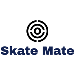 Example of a modern logo made up of a circular icon and the words Skate Mate below