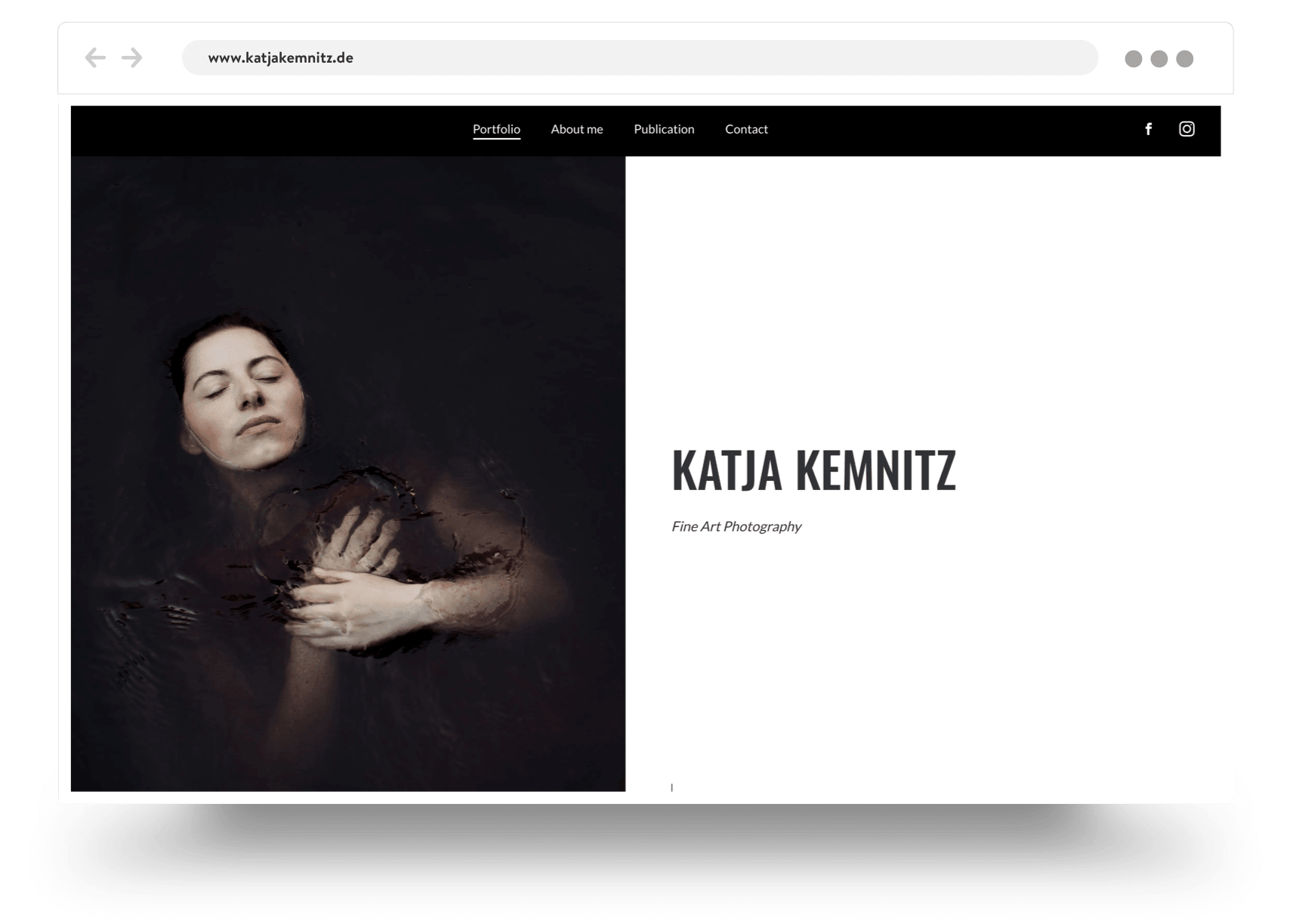 Example of a photography portfolio website build with Jimdo