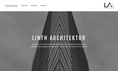 Ein inspirierendes Firmenwebsite-Beispiel von einem Architekturbüro.