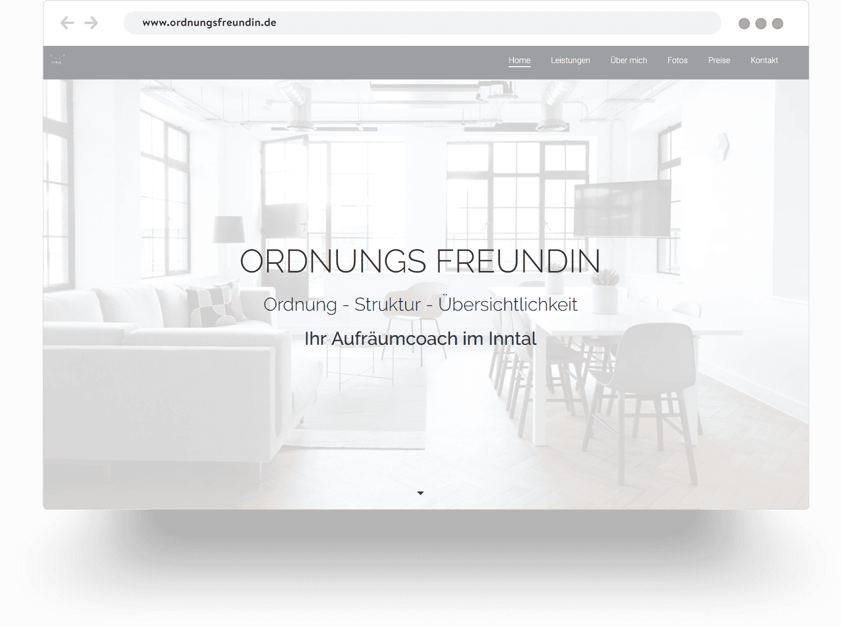 Example of a modern website homepage on a life coaching website built with Jimdo