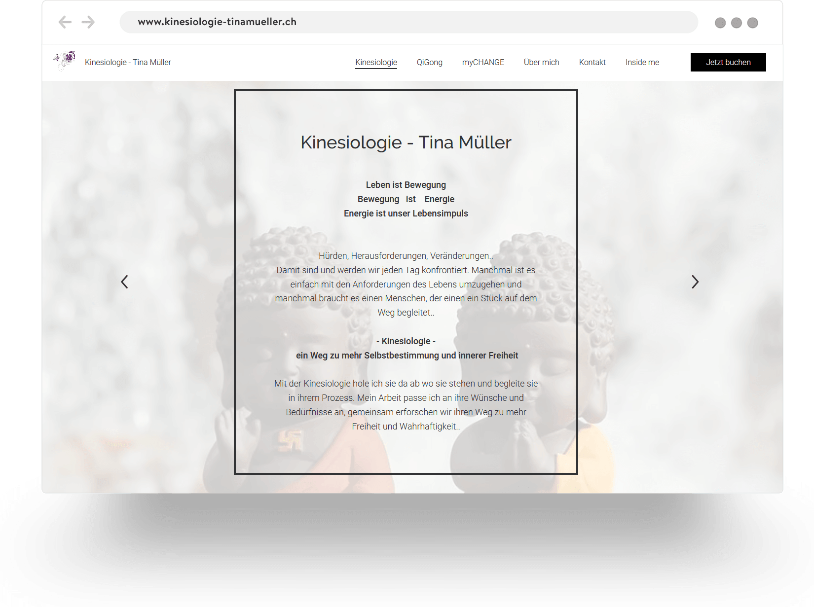 Example of a kinesiology website homepage built with Jimdo